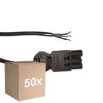 Flerpack 50x Noxion GST - Kompatibel Strömkabel Svart - Manlig + Öppna ändar - 3m - 3 pole 0,75mm2