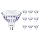 Flerpack 10x Philips Master Value LED Spot GU5.3 MR16 7.5W 621lm 60D - 927 Extra Varm Vit | Bästa färgåtergivning - Dimbar - Ersättare 50W
